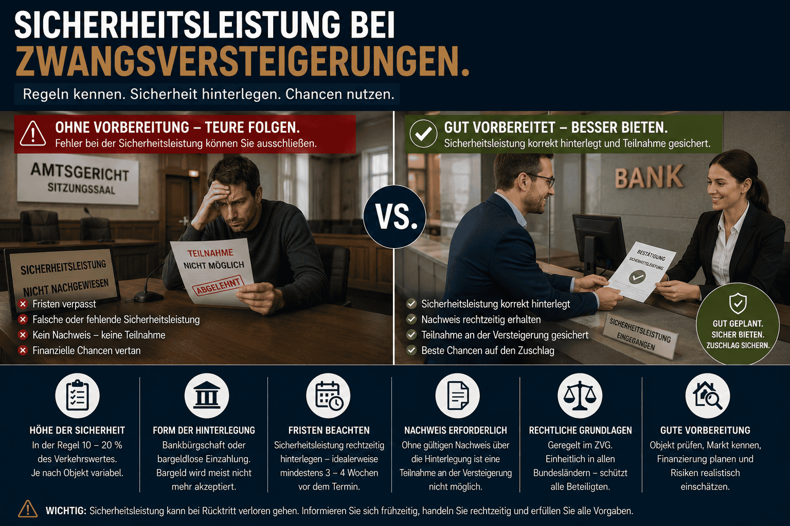 In Deutschland sind Zwangsversteigerungen ein häufiges Mittel, um die Forderungen von Gläubigern durchzusetzen. Dabei spielt die Sicherheitsleistung eine entscheidende Rolle, die oft im Vorfeld hinterlegt werden muss.