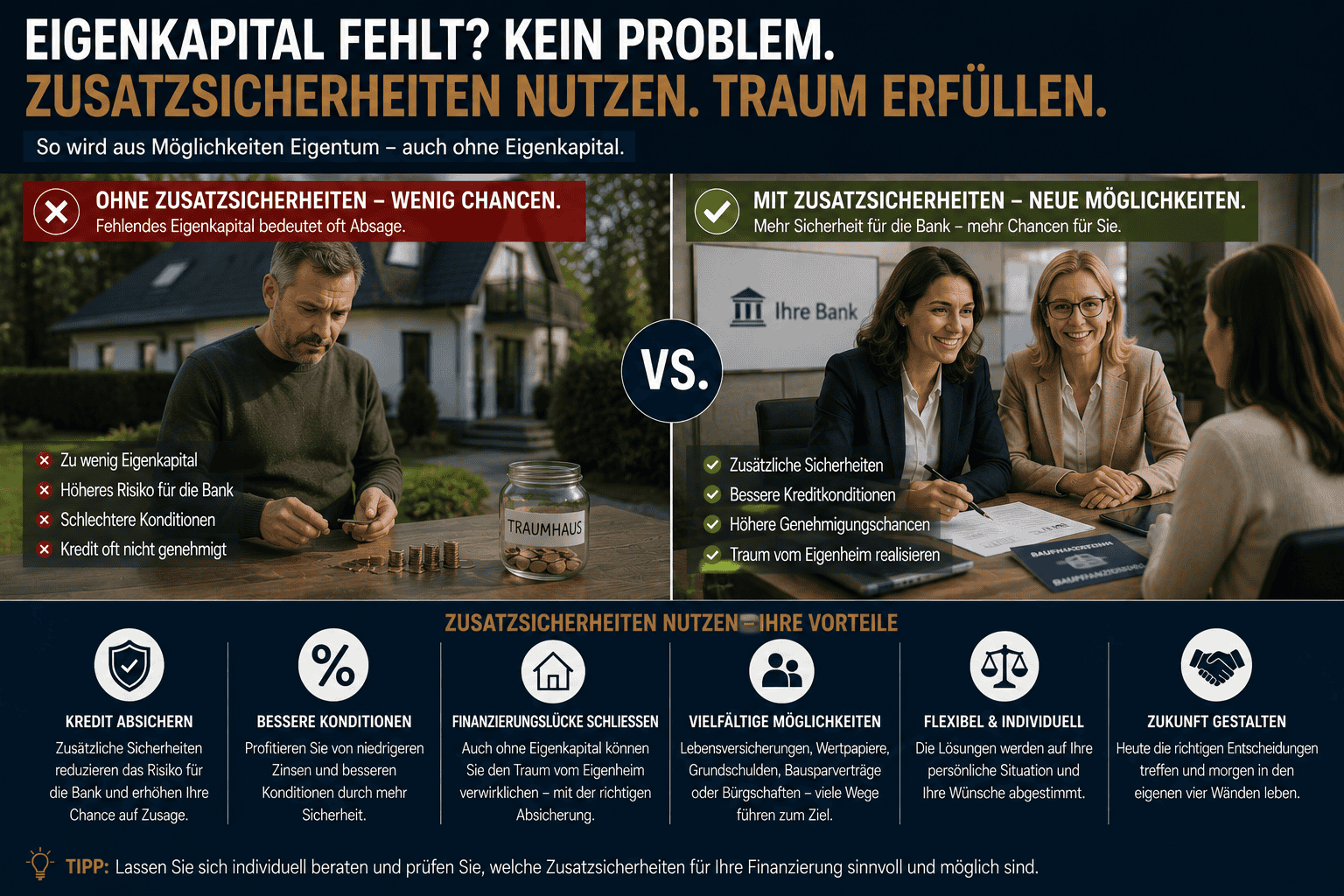 Die Suche nach der geeigneten Immobilie kann für viele Menschen eine große Herausforderung darstellen. Oftmals steht dem Traum vom Eigenheim jedoch ein entscheidendes Hindernis im Weg: das Eigenkapital.