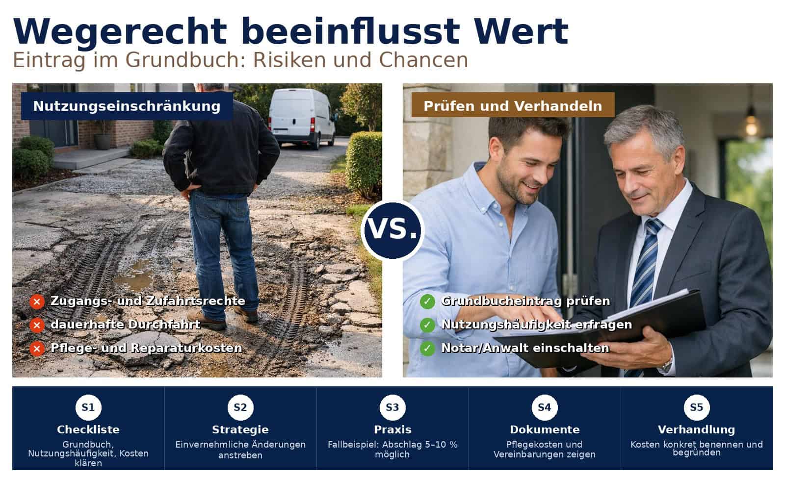 Erfahren Sie, wie ein eingetragenes Wegerecht den Wert Ihrer Immobilie beeinflusst und welche Konsequenzen Käufer, Eigentümer und Investoren beachten müssen.