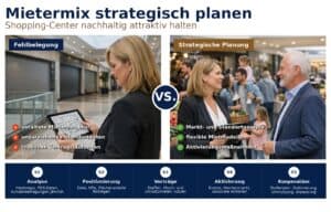 Branchenmix im Shopping Center strategisch planen: Eigent&uuml;mer und Investoren steuern Mietermix datenbasiert, erh&ouml;hen Frequenz und sichern langfristige Renditen.
