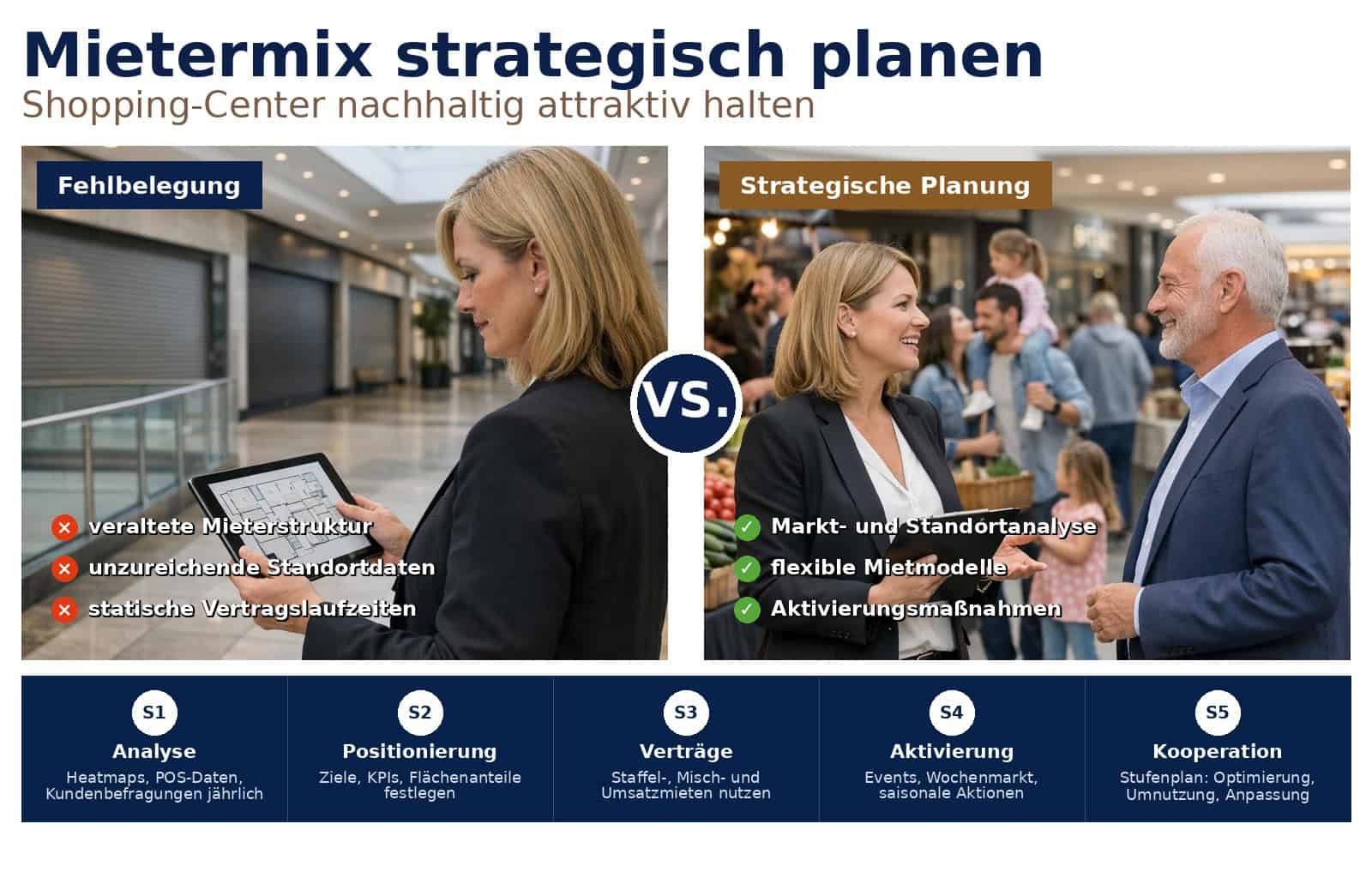 Branchenmix im Shopping Center strategisch planen: Eigentümer und Investoren steuern Mietermix datenbasiert, erhöhen Frequenz und sichern langfristige Renditen.
