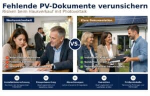 Fehlende PV-Dokumentation beim Photovoltaik Hausverkauf verunsichert Käufer und Verkäufer. Checkliste, Rechte und Lösungswege für Makler und Eigentümer. Fehlende PV-Dokumentation beim Photovoltaik Hausverkauf verunsichert Käufer und Verkäufer. Checkliste, Rechte und Lösungswege für Makler und Eigentümer.