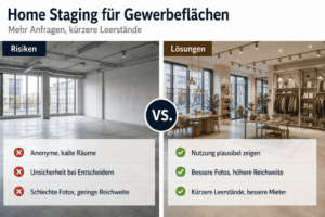 Stehen Ihre Gewerbeflächen seit Monaten leer, obwohl die Lage gut ist und das Angebot stimmt? Gewerbliches Home Staging kann der Schlüssel sein, um Interessenten schneller zu gewinnen und Leerstandskosten zu senken. Stehen Ihre Gewerbeflächen seit Monaten leer, obwohl die Lage gut ist und das Angebot stimmt? Gewerbliches Home Staging kann der Schlüssel sein, um Interessenten schneller zu gewinnen und Leerstandskosten zu senken.