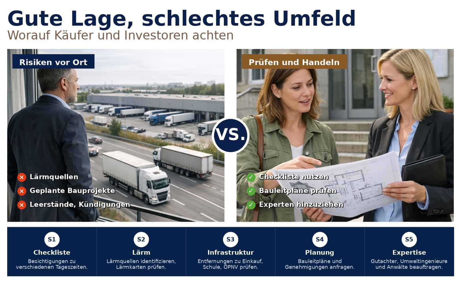 Praxisnahe Hinweise für Käufer, Investoren und Vermieter: So prüfen Sie die Umgebung Immobilie, erkennen Risiken und treffen fundierte Kaufentscheidungen.