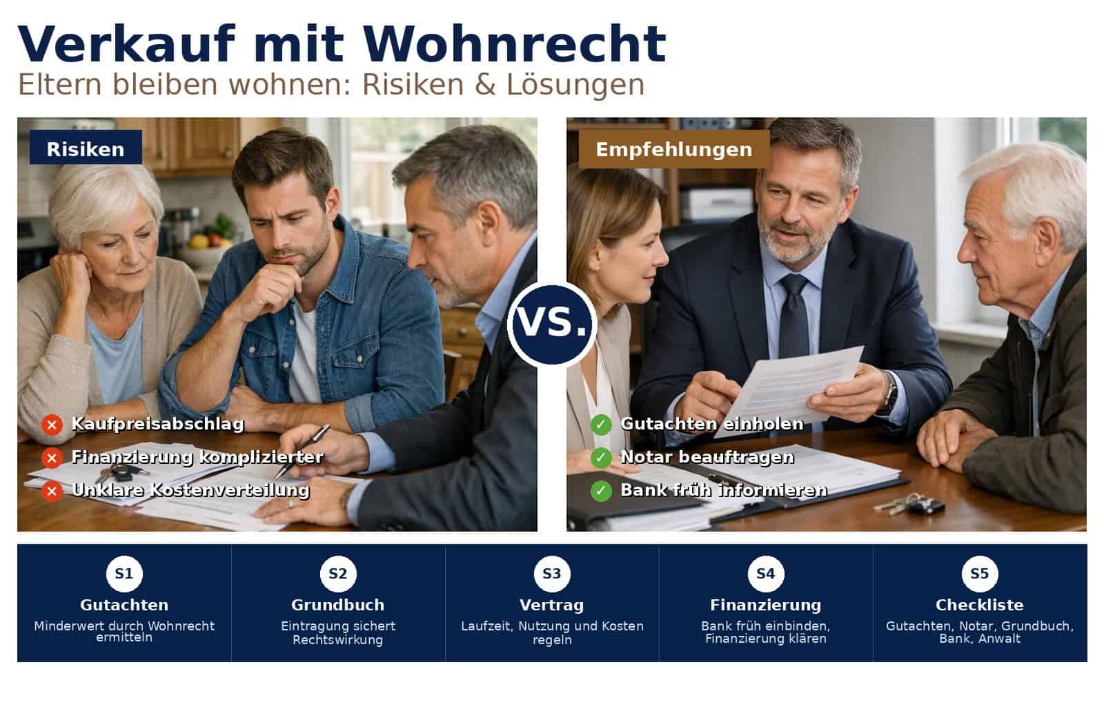 Praxisnahe Hinweise zum Hausverkauf mit Wohnrecht: rechtliche Fallstricke, finanzielle Folgen und konkrete Schritte für Verkäufer, Eigentümer und Käufer.