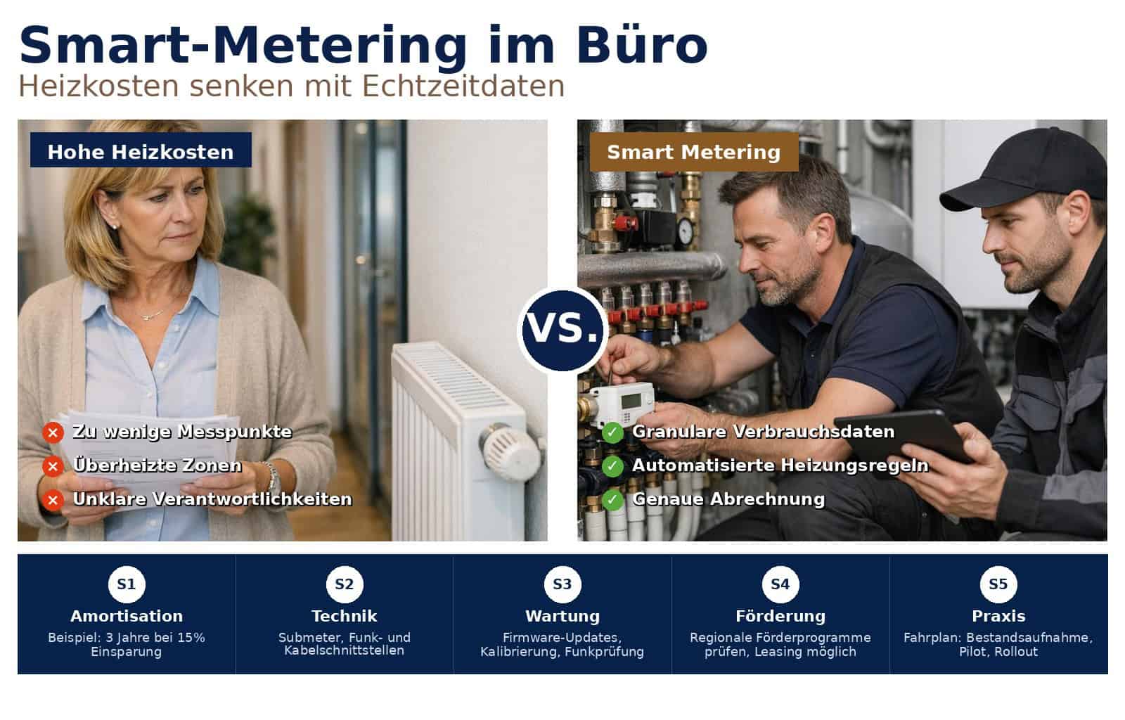 Smart Metering Büro: Verbrauchsdaten nutzen, Heizkosten in Bürokomplexen deutlich senken und Betriebskosten transparent machen für Eigentümer und Investoren.