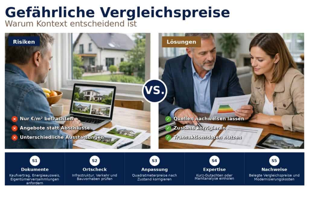 Warum Vergleichspreise oft gefährlich falsch interpretiert werden: Tipps für Käufer, Verkäufer und Investoren, um Marktwerte realistischer einzuschätzen. Warum Vergleichspreise oft gefährlich falsch interpretiert werden: Tipps für Käufer, Verkäufer und Investoren, um Marktwerte realistischer einzuschätzen.