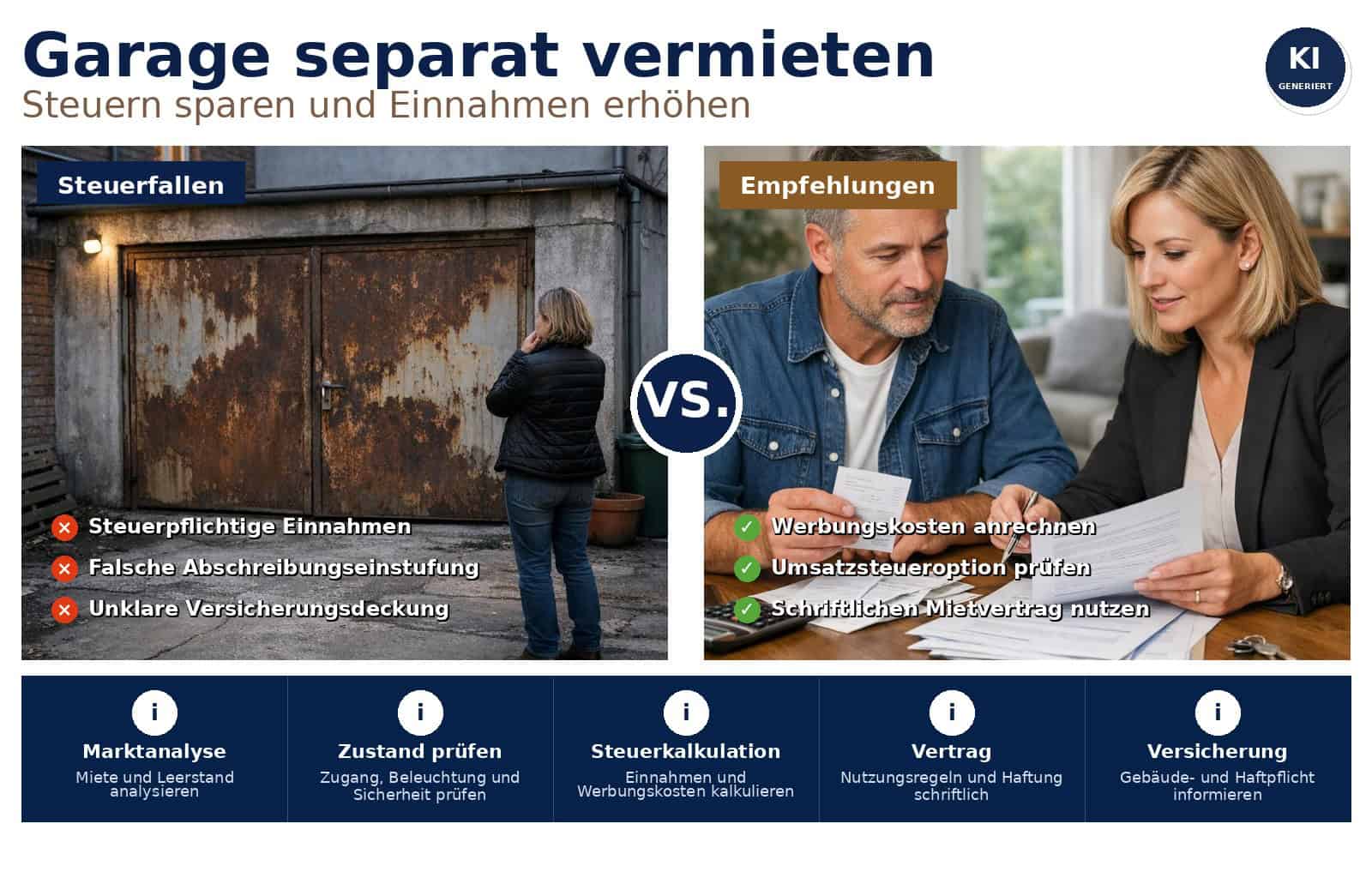 Garage separat vermieten: Praxistipps für Vermieter zur Einnahmenoptimierung, steuerlichen Absetzbarkeit, Abschreibung und vertragssicheren Vermietung.