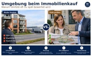 Warum die Umgebung beim Immobilienkauf oft erst sp&auml;ter entscheidend wird: Praxisnahe Tipps zur Bewertung, Risiken und Chancen f&uuml;r K&auml;ufer und Investoren.