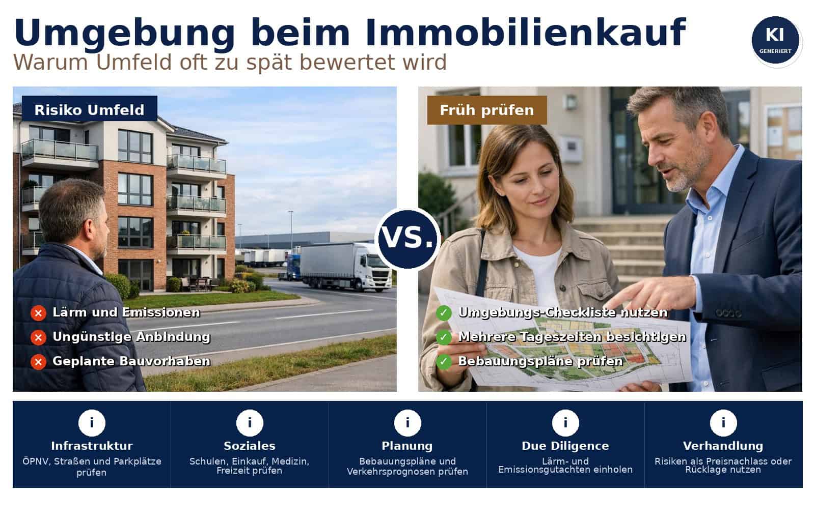 Warum die Umgebung beim Immobilienkauf oft erst später entscheidend wird: Praxisnahe Tipps zur Bewertung, Risiken und Chancen für Käufer und Investoren.