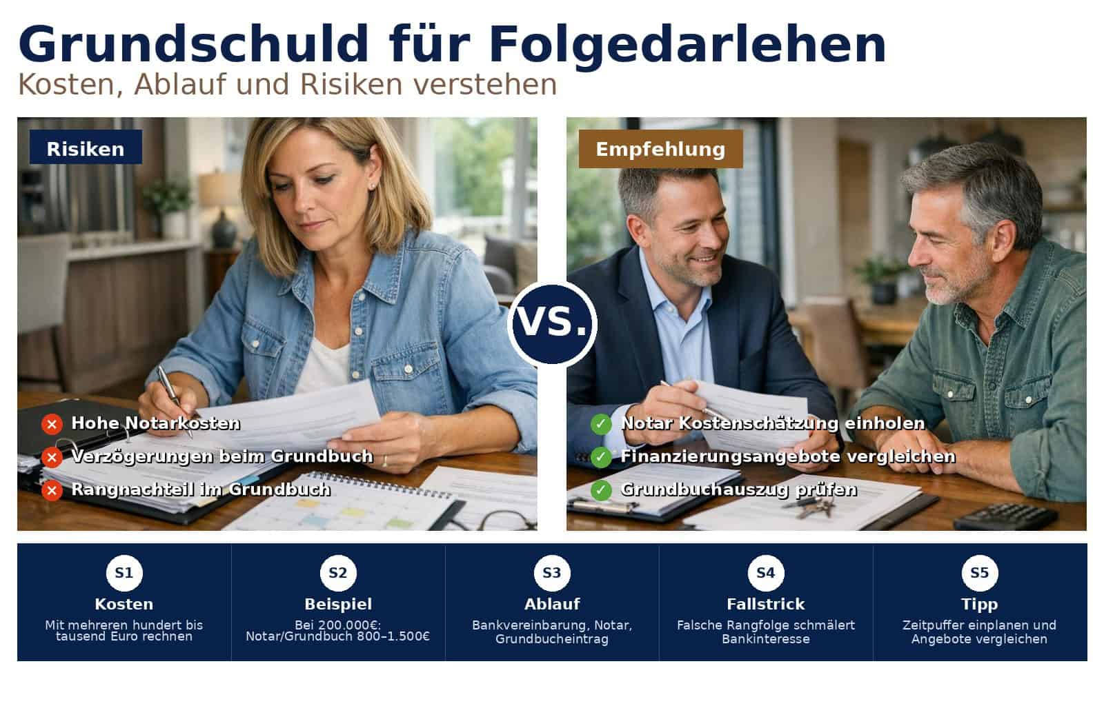 Grundstück mit Grundschuld belasten: So sichern Sie ein Folgedarlehen. Praxistipps zu Ablauf, Notarkosten, Grundbuchgebühren und typischen Stolperfallen.