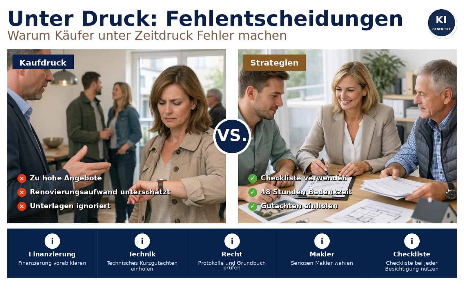 Kaufdruck Immobilie erkennen und Fehlentscheidungen beim Kauf vermeiden. Praxisnahe Strategien für Käufer, Makler und Investoren zur sicheren Entscheidungsfindung.