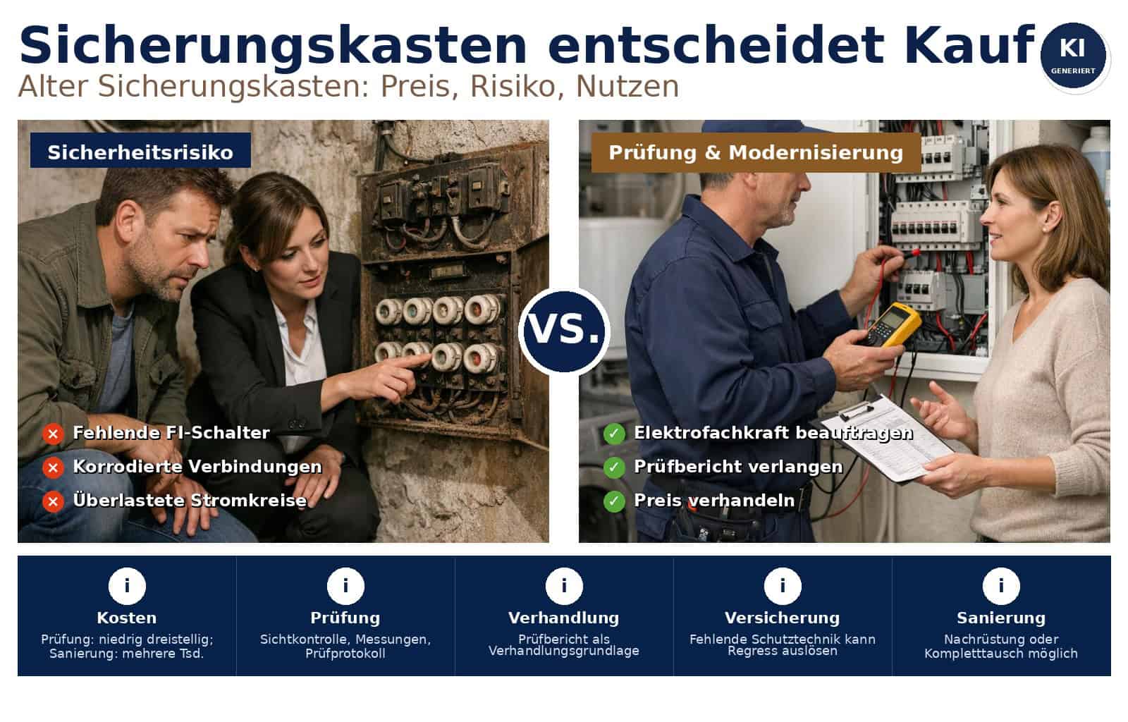 Beim Hauskauf kann ein alter Sicherungskasten versteckte Risiken und hohe Kosten bedeuten. Lesen Sie, wie Sie Mängel erkennen, prüfen und richtig sanieren.